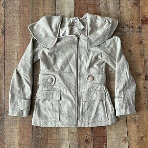 Holy Codi Studio wool blend lined pea coat in cream -M